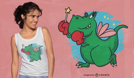 Design de t-shirt de fada do boxer dinossauro T-rex