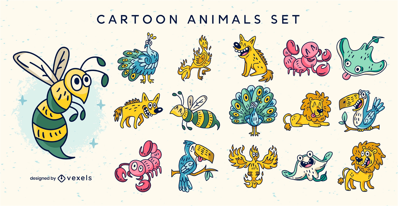 Conjunto de colores de dibujos animados de animales