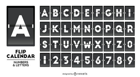 Calendario de volteo de números y letras del alfabeto