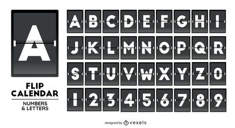 Zahlen und Buchstaben des Alphabets Flip-Kalender