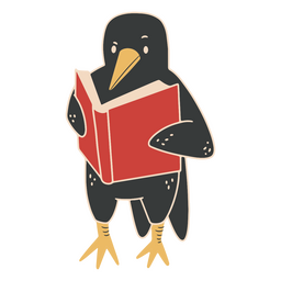 Cuervo leyendo personaje de dibujos animados de animales Diseño PNG