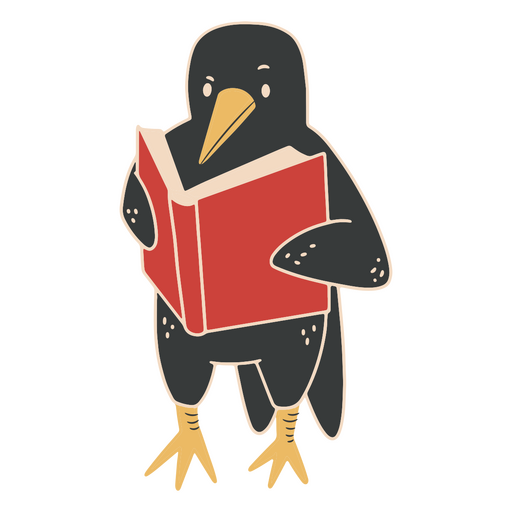 Raven lendo personagem de desenho animado animal