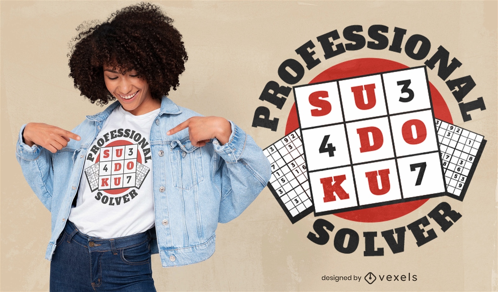 Design de t-shirt com citação de emblema de passatempo Sudoku