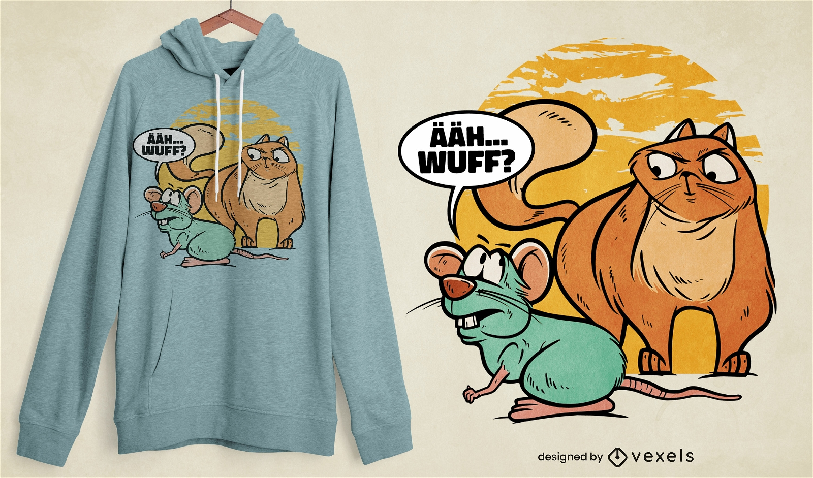 Katze und Maus lustiges Zitat T-Shirt Design