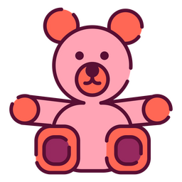 Spielzeug Farbstrich-Teddybär PNG-Design