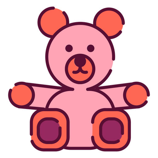 Spielzeug Farbstrich-Teddybär PNG-Design