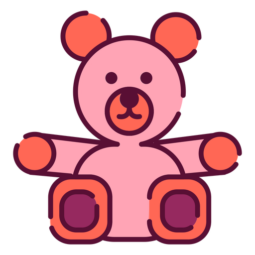 Toys color stroke teddy bear PNG Design