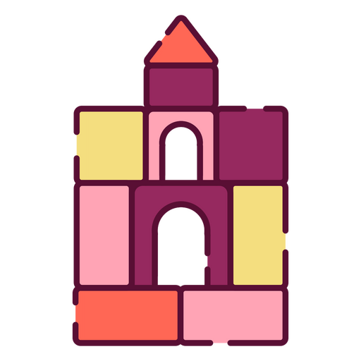 Toys color stroke castle PNG Design