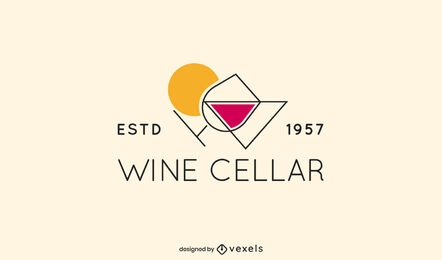 Geometric wine glass logo template