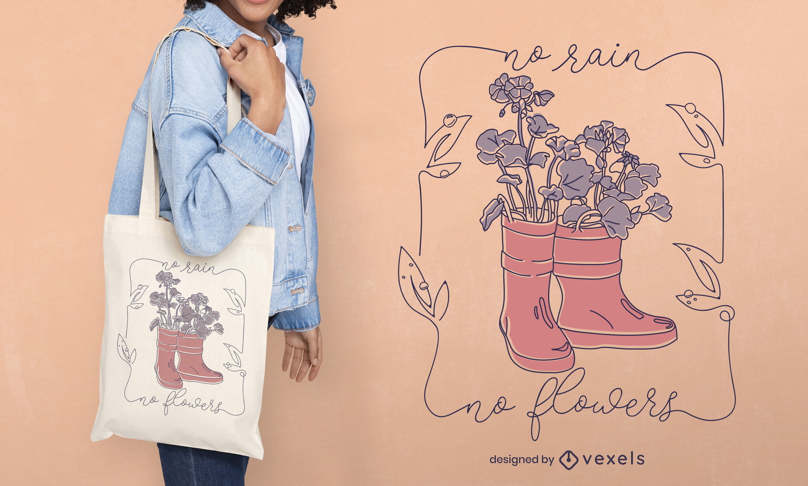 Design de bolsa de linha contínua de botas de chuva