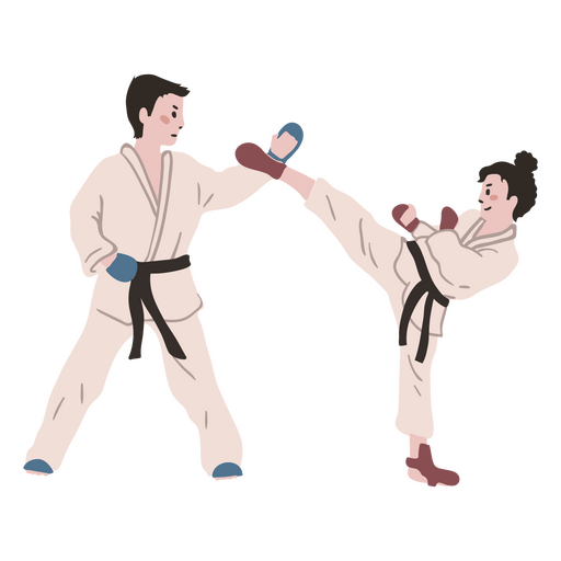 Gente de práctica de patada de karate Diseño PNG