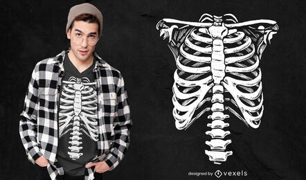 Diseño de camiseta de traje de caja torácica de esqueleto