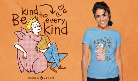 Mann mit Schwein Zitat PSD T-Shirt Design