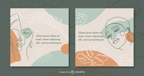 Continuous lines nature elements post template