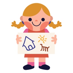 Girl student drawing children PNG Design
