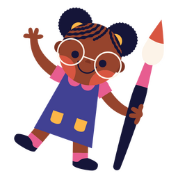 Mädchenbürstenkinder PNG-Design