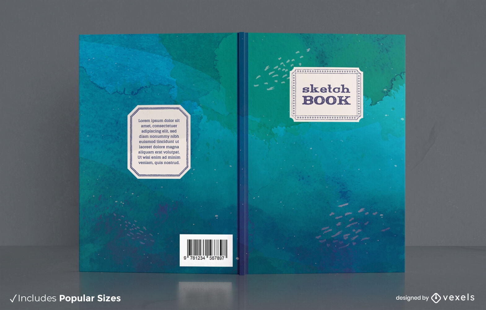 Desenhe o design da capa do livro em aquarela sobre o oceano