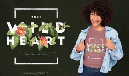 Wild heart flowers psd t-shirt design