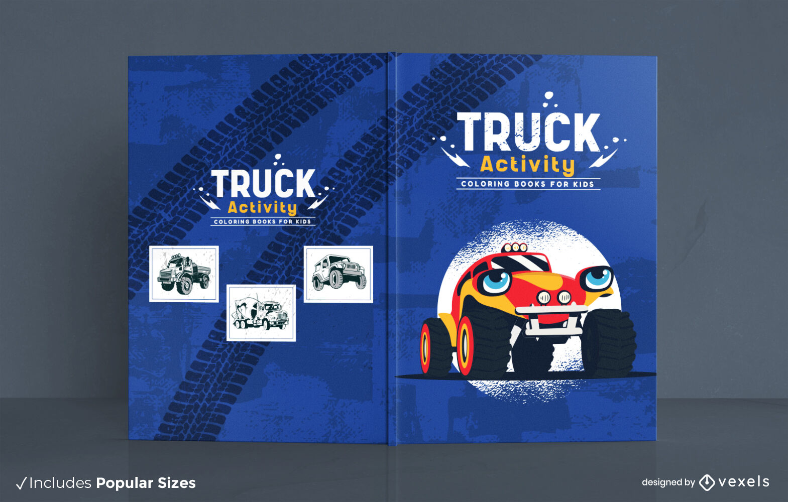 Monster Truck Cartoon Aktivitätsbuch Design