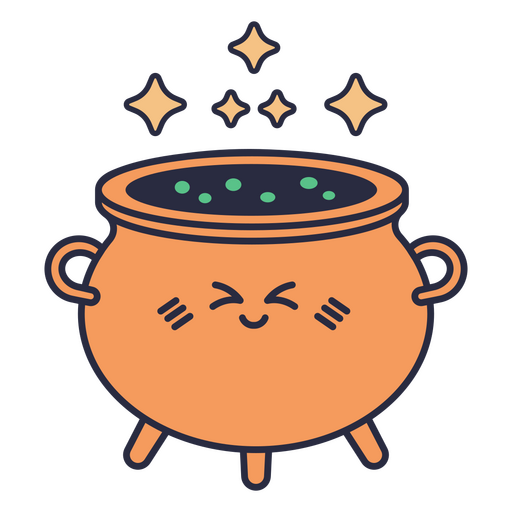 Orange cauldron kawaii halloween