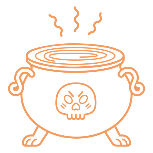 Cauldron poison stroke halloween orange PNG Design