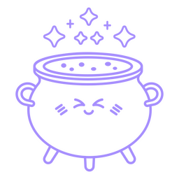 Purple cauldron stroke halloween PNG Design Transparent PNG
