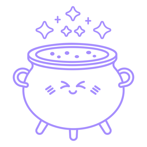 Purple cauldron stroke halloween PNG Design