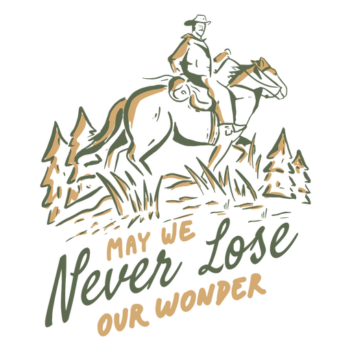 Never lose our wonder outdoors quote badge PNG Design