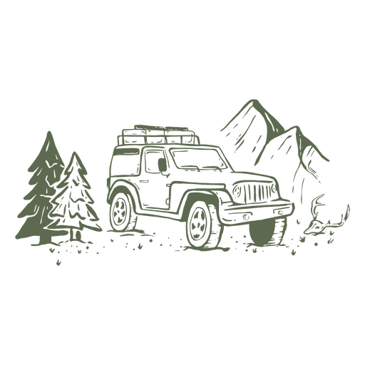 Offroad car mountains PNG Design