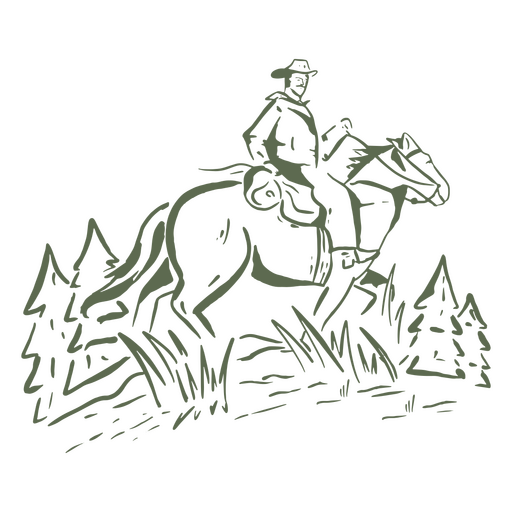 hombre, equitación, en, un, caballo Diseño PNG
