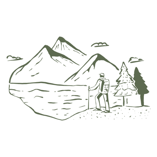 Person hiking mountains PNG Design