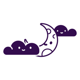 Luna de Halloween recortada kawaii Diseño PNG