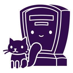 Cat and grave cut out halloween PNG Design