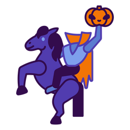 Kopfloser Reiter kawaii Farbe Halloween PNG-Design