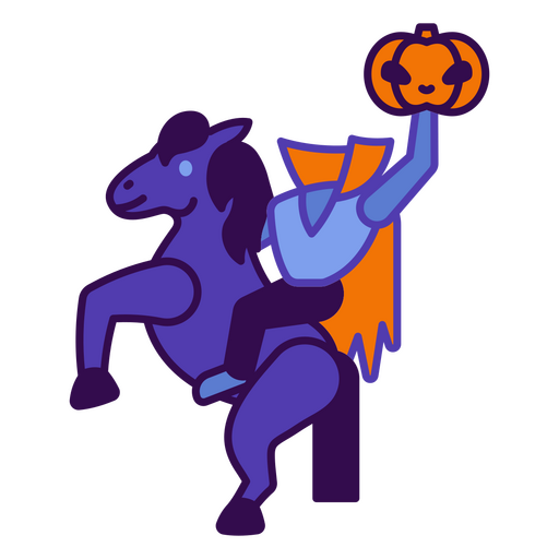 Headless horseman kawaii color halloween PNG Design