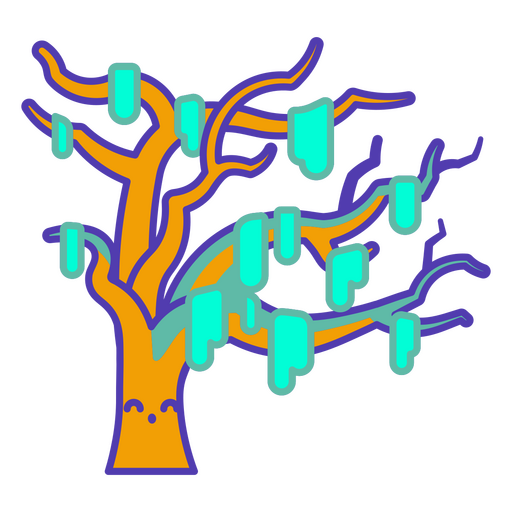 Halloween tree kawaii color PNG Design