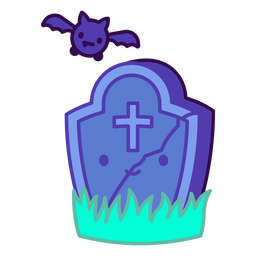 Murciélago tumba kawaii de Halloween Diseño PNG