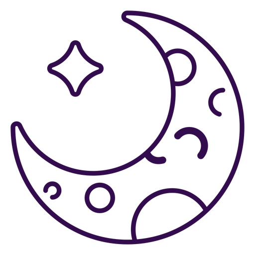 Trazo de luna de halloween kawaii Diseño PNG