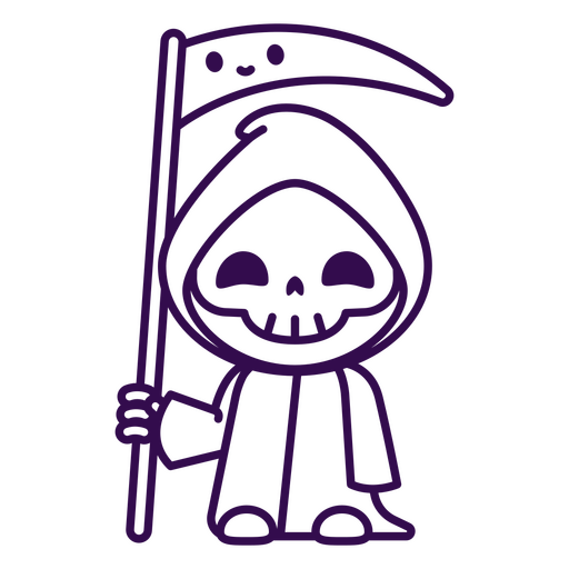 Halloween stroke kawaii grim reaper PNG Design