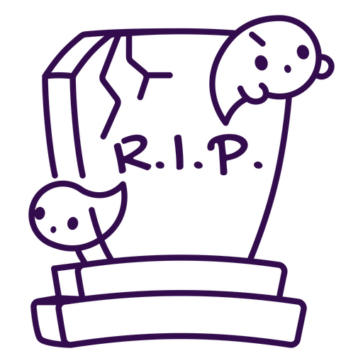 Halloween stroke kawaii grave rip PNG Design