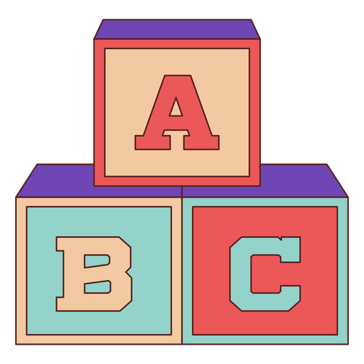 Children toys color stroke abc PNG Design