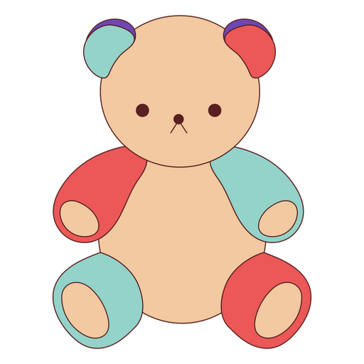 Children toys color stroke teddy bear PNG Design