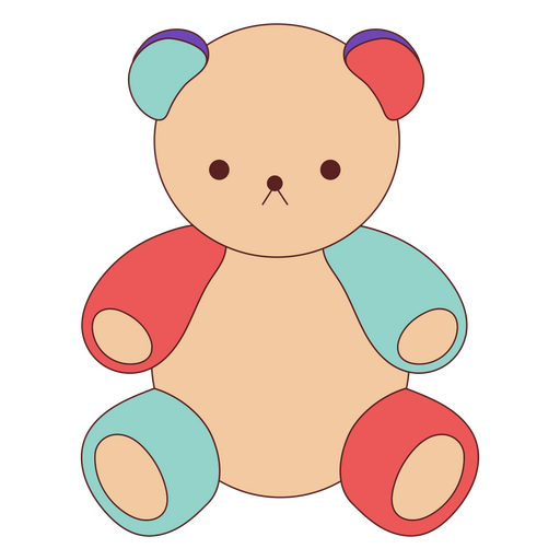 Juguetes para niños color trazo oso de peluche. Diseño PNG