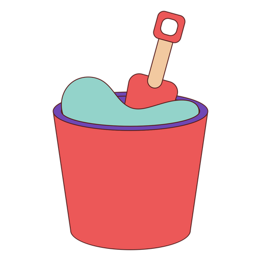 Children toys color stroke sand bucket PNG Design