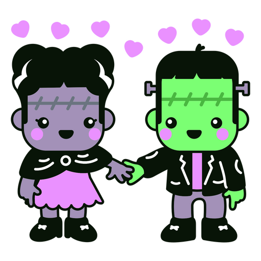 Frankenstein paar kawaii Charaktere PNG-Design