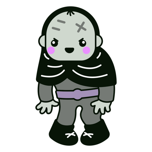 Carácter kawaii del monstruo de Frankenstein de Halloween Diseño PNG