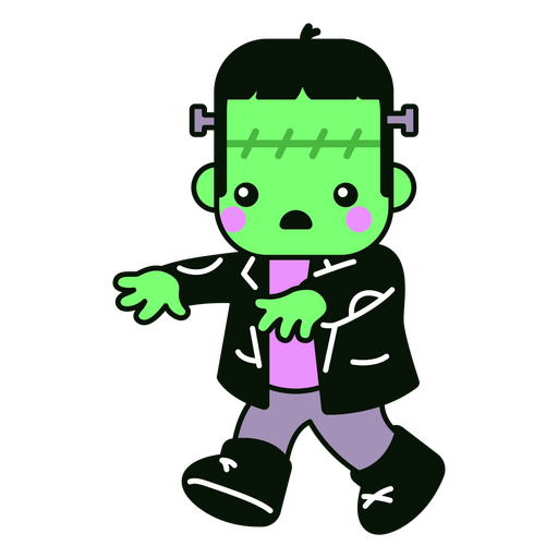 Halloween Frankenstein monstruo hombre kawaii car?cter Diseño PNG