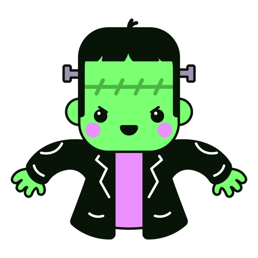 Halloween Frankenstein criatura monstruo kawaii car?cter Diseño PNG