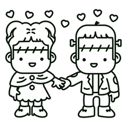 Halloween Frankenstein simple couple kawaii characters Transparent PNG