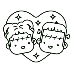 Frankenstein couple simple kawaii characters